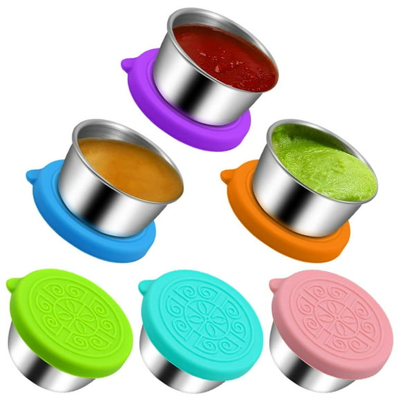 6 Pack Salad Dressing Containers To Go,1.6 oz Stainless Steel Small Condiment Containers with Lids