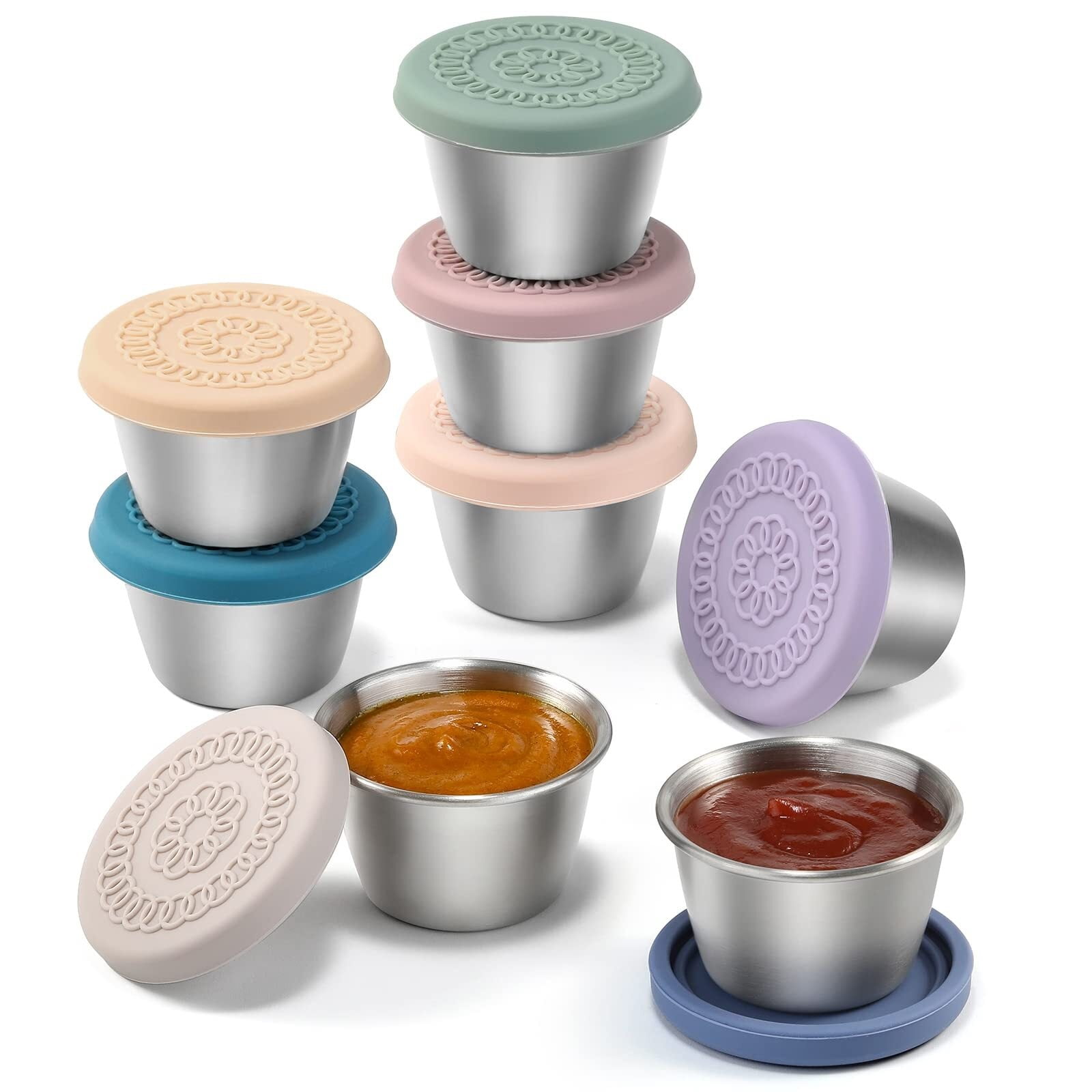 6er Set Salat-Dressing Behälter - Wiederverwendbare Sauce Becher Mit Deckel