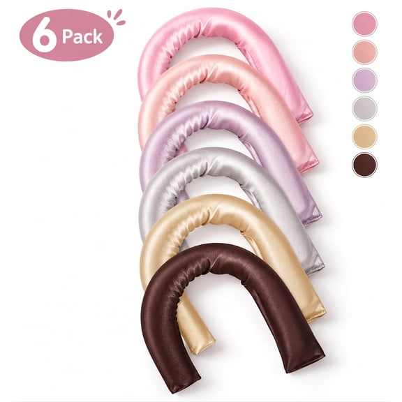 6 Pack Satin Heatless Curling Rods, No Heat Hair Curlers for Women and Girls, Soft Hair Styling Curling Tools, Assorted Colors