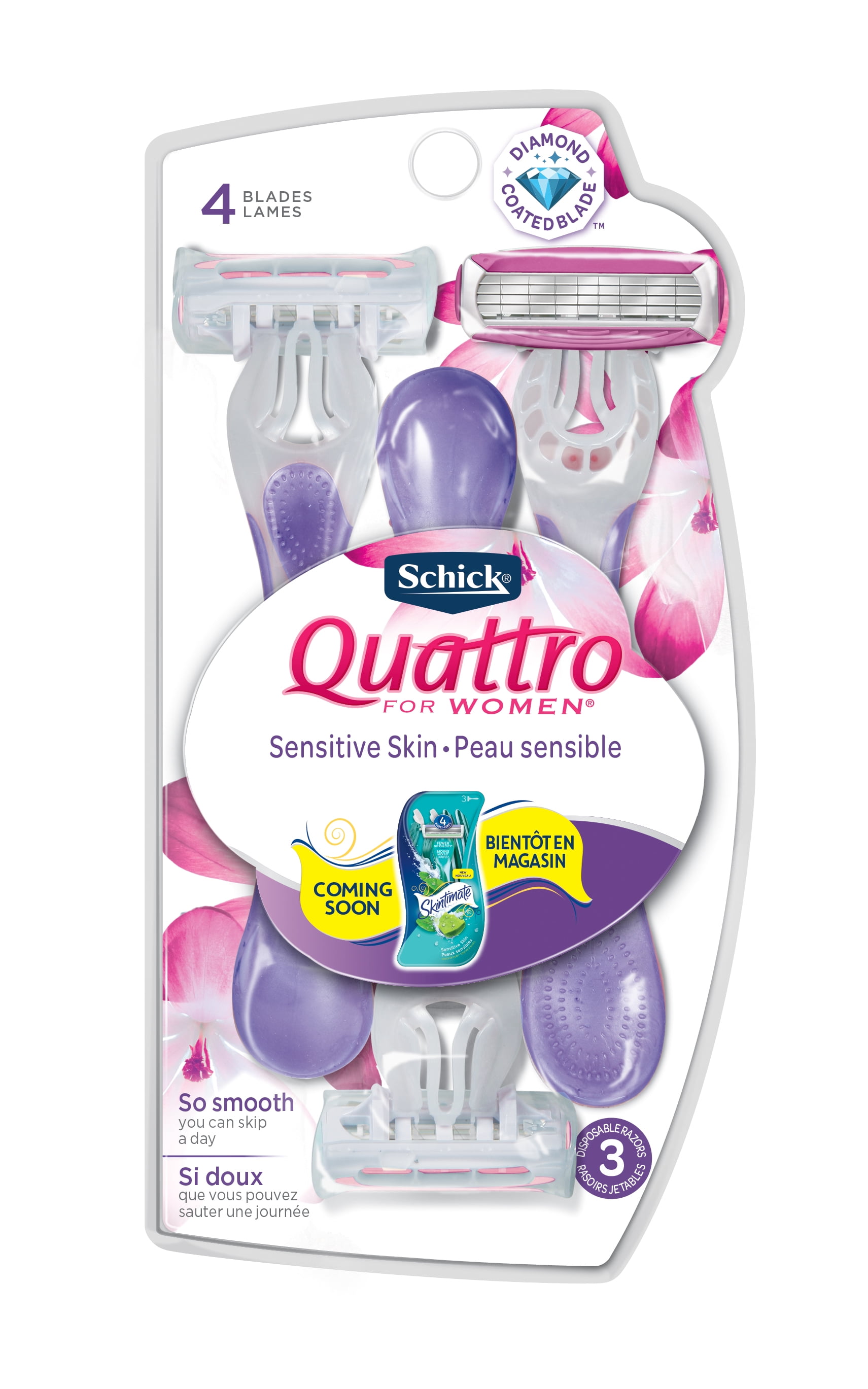 6 Pack - Schick Quattro 1 Razor and 4 Razor Blade Refills For Women 1 ea