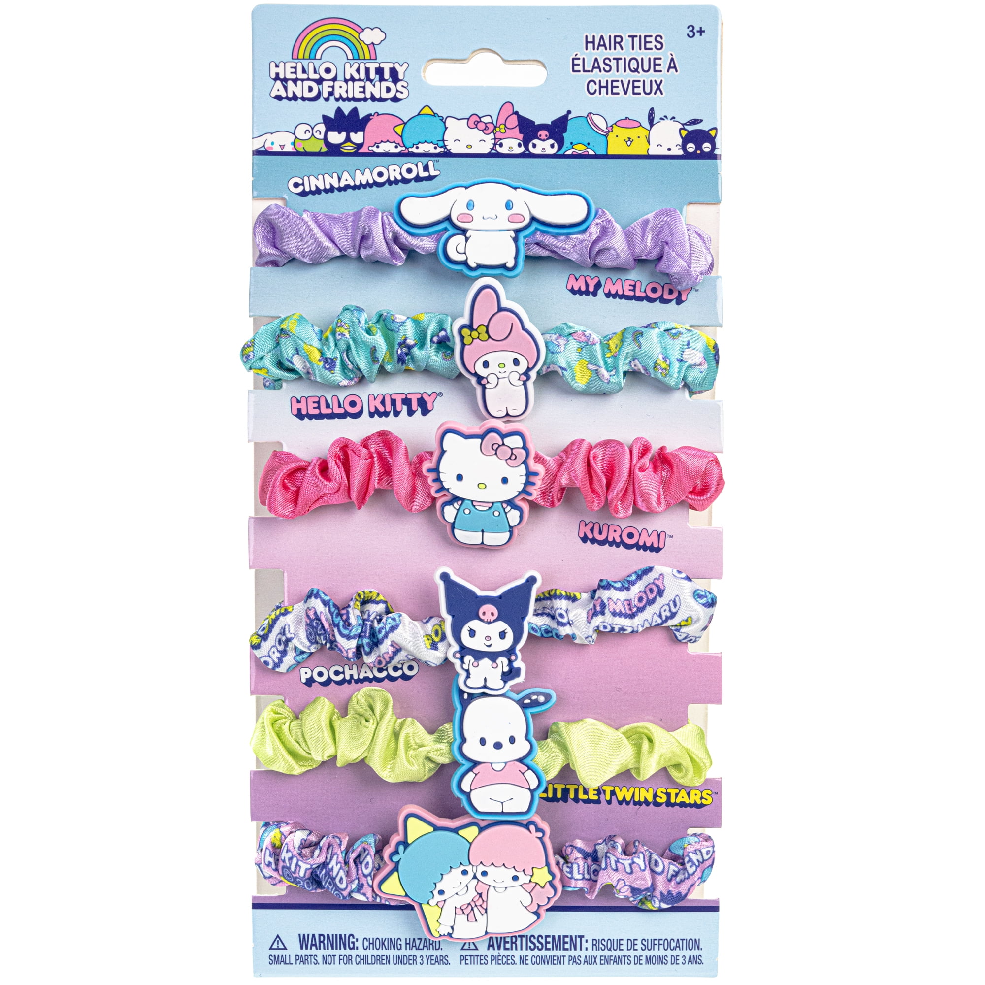 6 Pack Scrunchie Hair Tie Set, Sanrio Hello Kitty and Friends