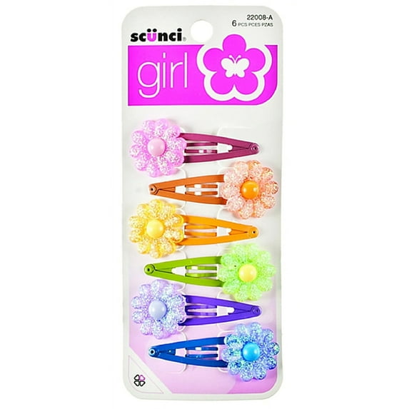 6 Pack - Scunci Girl Barrettes, Assorted Colors 6 ea