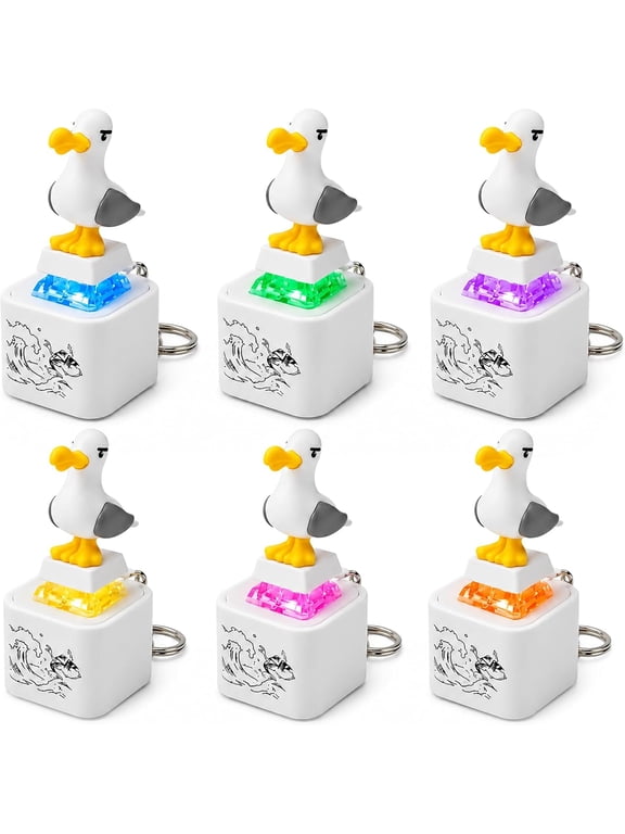 6 Pack Seagull Mine Button Keychains, Rechargeable Sound & LED Clickers