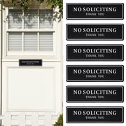 6 Pack Self Adhesive Acrylic No Soliciting Sign for House, 8" x2.3" Black Do Not Solicit Door Sign, No Solicitors Door Decor for Home Office Front Windows Walls Refusal of Solicitation