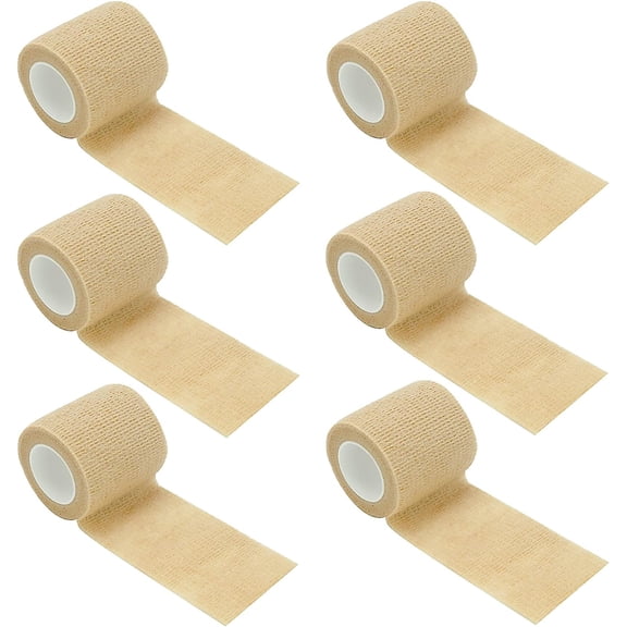 6 Pack Self Adhesive Bandage Wrap, Self Adherent Pre Wrap Roll Vet Wrap Tape for Finger Wrist and Ankle Sprains & Swelling