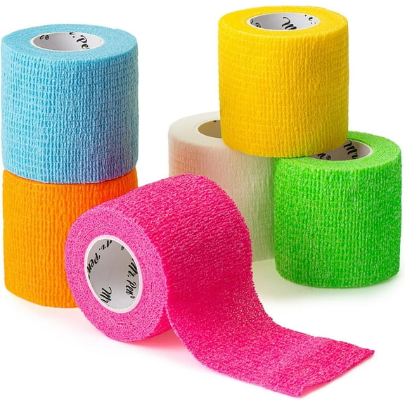 6 Pack Self Adhesive Bandage Wrap, Skin Colored Cohesive Bandages, x 5 Yards Elastic Self Sticking Bandage Tape for First Aid, Sports Protection, Sprains, Swelling (Human & Pets)  Product Description