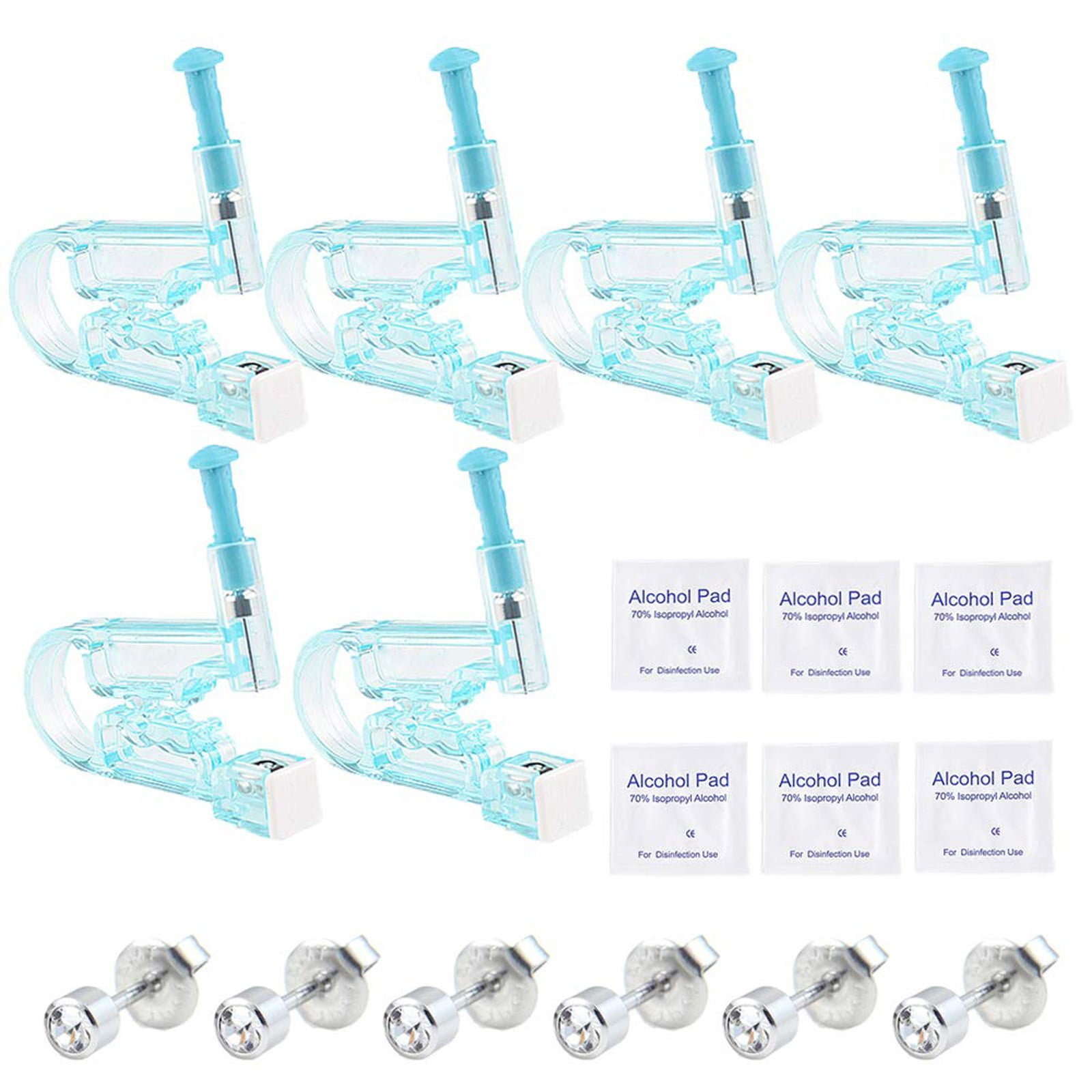 6 Pack Self Ear Piercing Gun, Disposable Ear Pearcings Kit with Earring