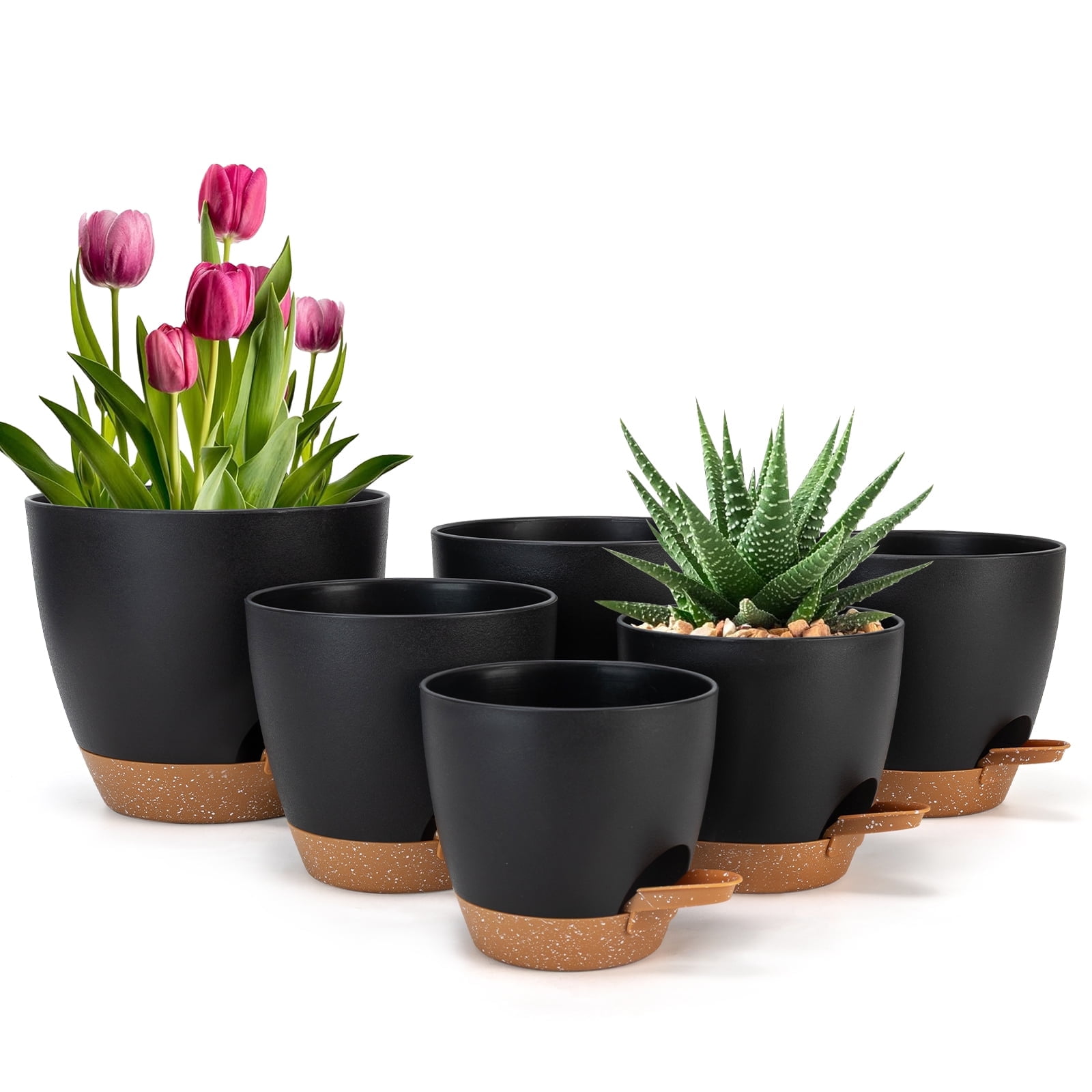 Self Watering Planters for Indoor Outdoor Plants, 8/7/6.5/6/5.5/5 Inch Self Watering Pots with Drainage Hole, 6 Pots - Walmart.com