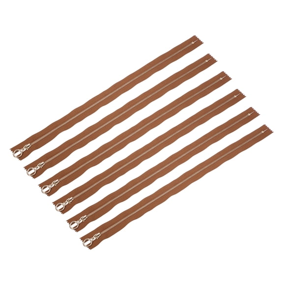 6 Pack Separating Jacket Zippers with #3 Lifting Ring Pulls, 17 Inch Colourful Alloy Zippers Close-end Replacement for Tailor Sewing Bag Craft Accessories, Brown