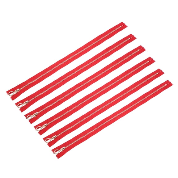 6 Pack Separating Jacket Zippers with #3 Lifting Ring Pulls, 17 Inch Colourful Alloy Zippers Close-end Replacement for Tailor Sewing Bag Craft Accessories, Red