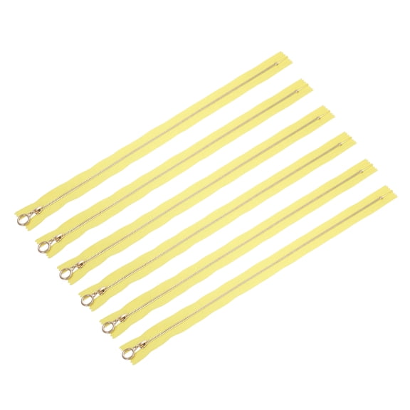 6 Pack Separating Jacket Zippers with #3 Lifting Ring Pulls, 17 Inch Colourful Alloy Zippers Close-end Replacement for Tailor Sewing Bag Craft Accessories, Yellow