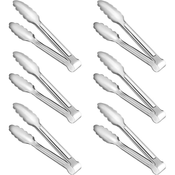 6 Pack Serving Tongs Kitchen Tongs, Buffet Tongs, Stainless Steel Food ...
