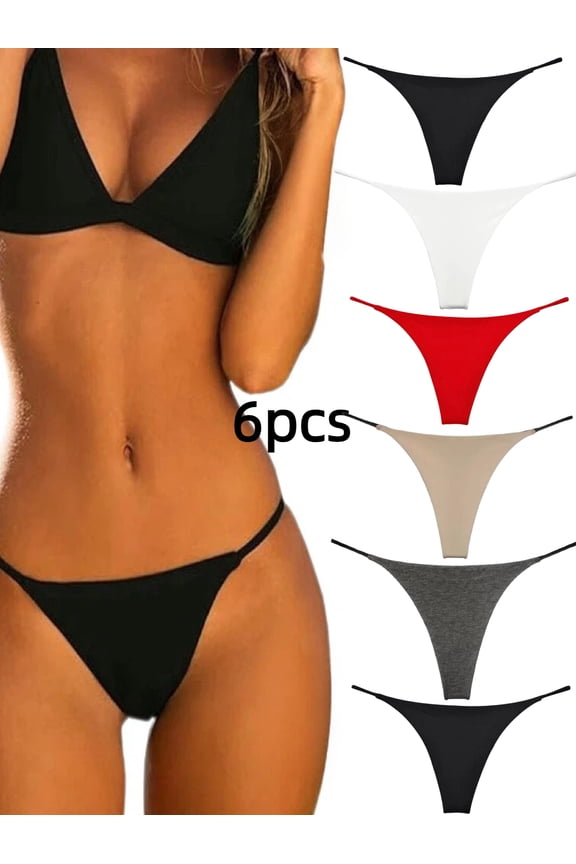 6-Pack Set Thongs for Women Sexy Seamless G-String Panties