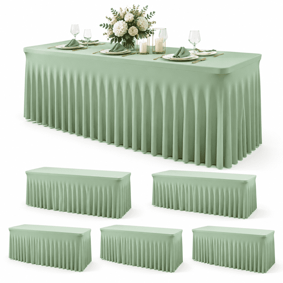 Layout Of Ruffle 6 Pack Sgreen Spandex Table Clothes For 8 Foot Rectangle Tables 8ft ...