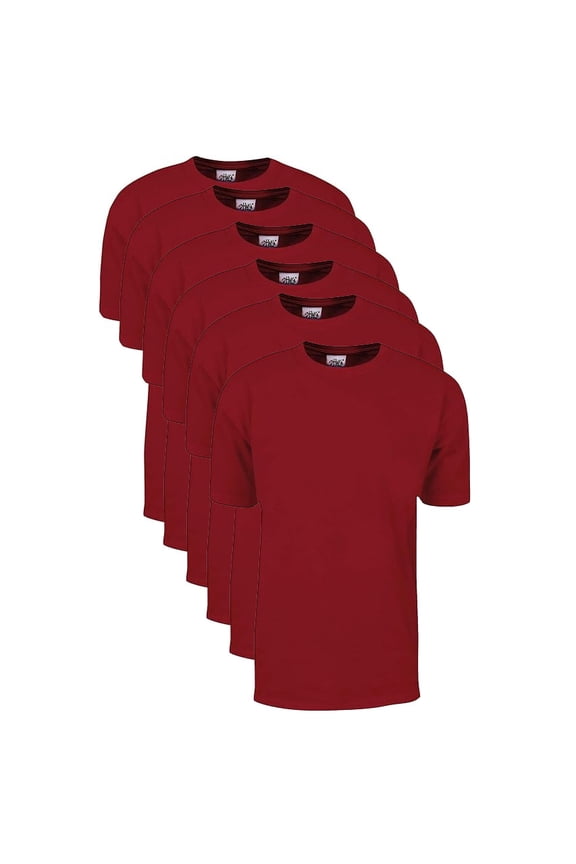 6 Pack Shaka Wear Men's Max Heavyweight Short Sleeve Crew Neck T-Shirt - Cardinal Red - Medium