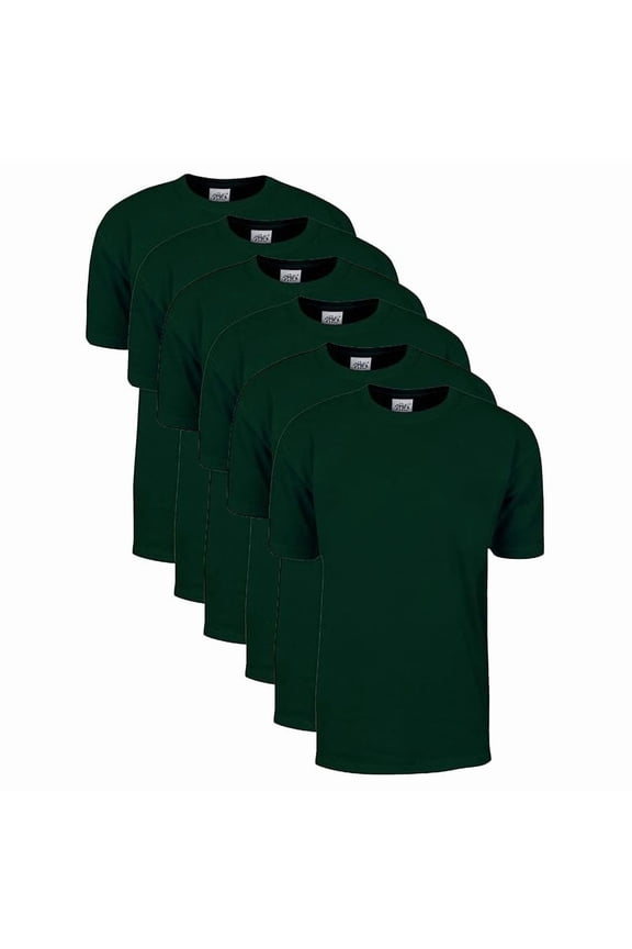 6 Pack Shaka Wear Men's Max Heavyweight Short Sleeve Crew Neck T-Shirt - Hunter Green - Medium