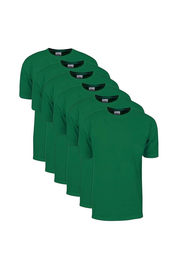 6 Pack Shaka Wear Men's Max Heavyweight Short Sleeve Crew Neck T-Shirt - Kelly Green - Medium