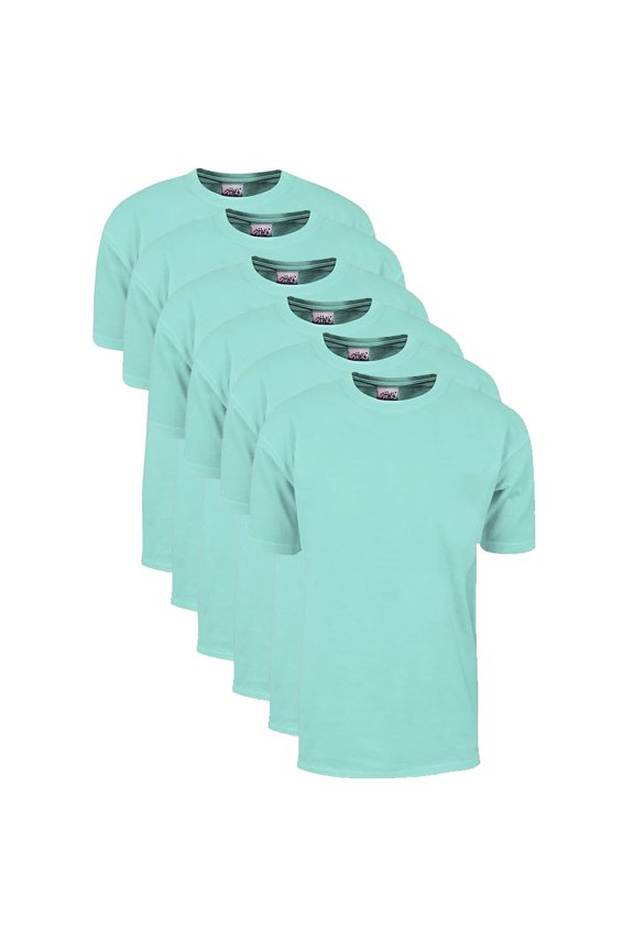 6 Pack Shaka Wear Men's Max Heavyweight Short Sleeve Crew Neck T-Shirt - Powder Blue - Medium