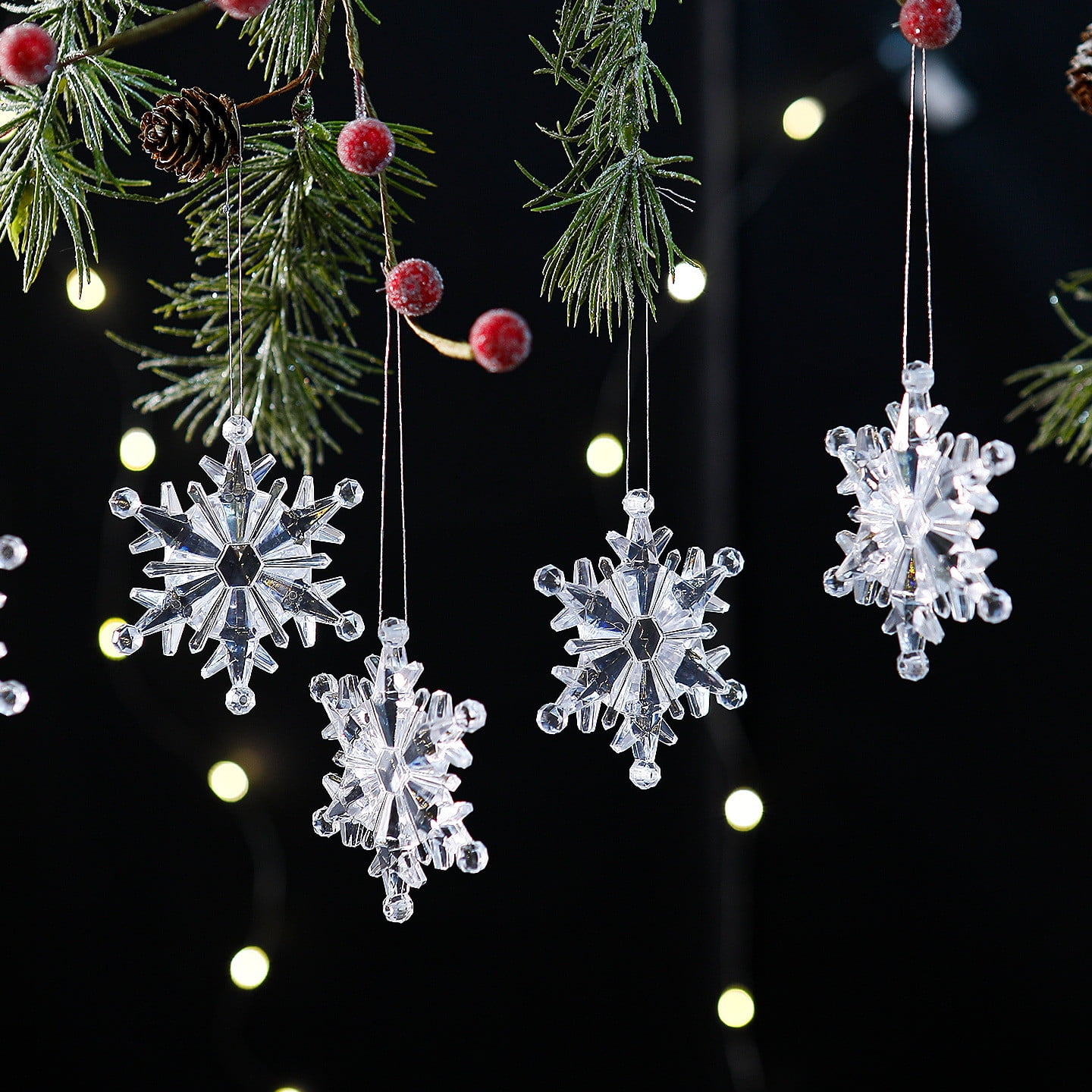 6-Pack Shatterproof Acrylic Snowflake Decorations - Winter Wonderland ...
