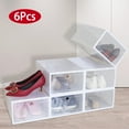 thumbnail image 1 of 6 Pack Shoe Organizer Storage Boxes iMounTEK Stackable Plastic Transparent Storage Organizer Foldable Shoe Rack Shoes Container Bin Holder White, 1 of 9