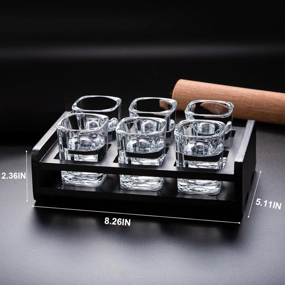 6-Pack Shot Glasses Set and Glasses Holder, Cool 2 oz, Tequila Shot Glasses with Heavy Base, Gift for Men, Father's Day Gift$$Home Decor, Kitchen, & Other