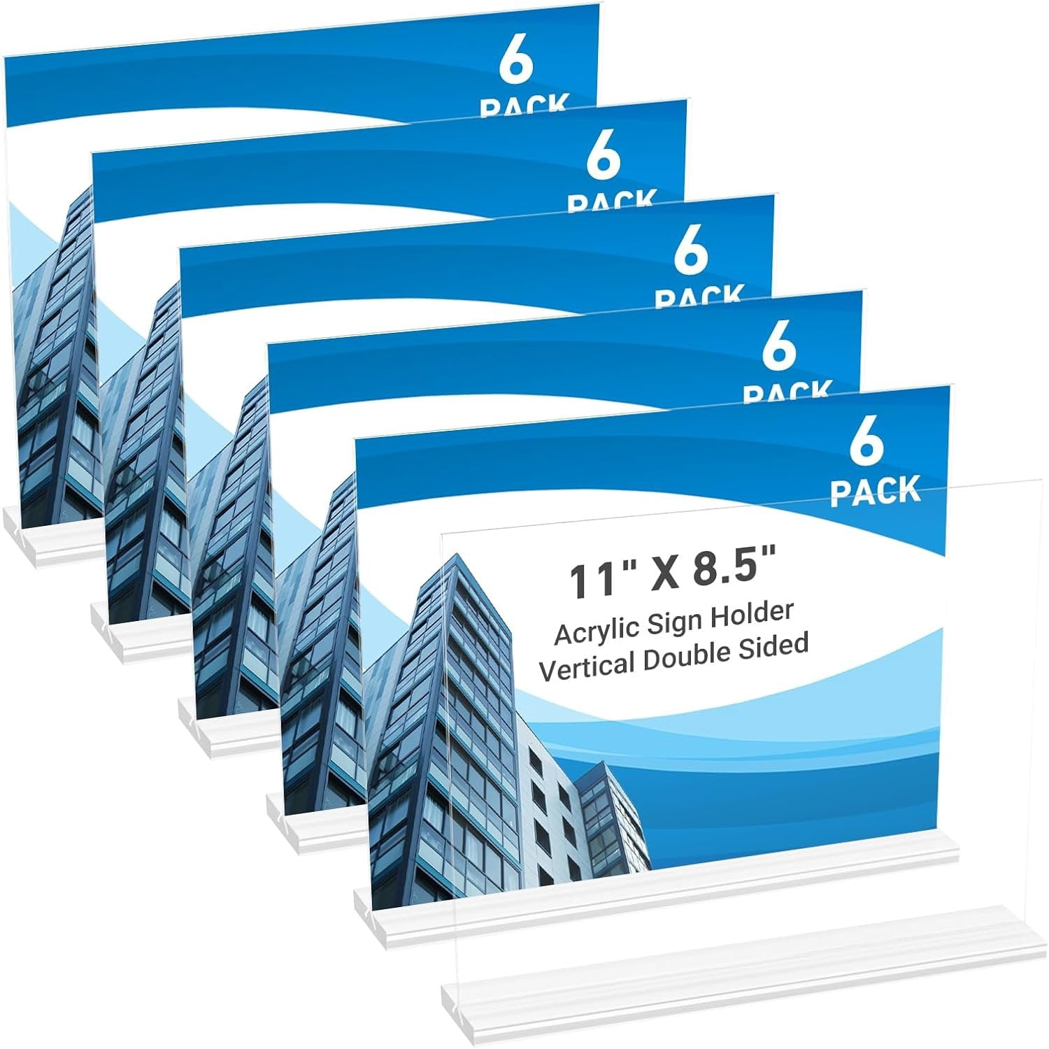 6 Pack Sign Holder 11 x 8.5 Horizontal, Double-Sided Clear Sign Holder ...