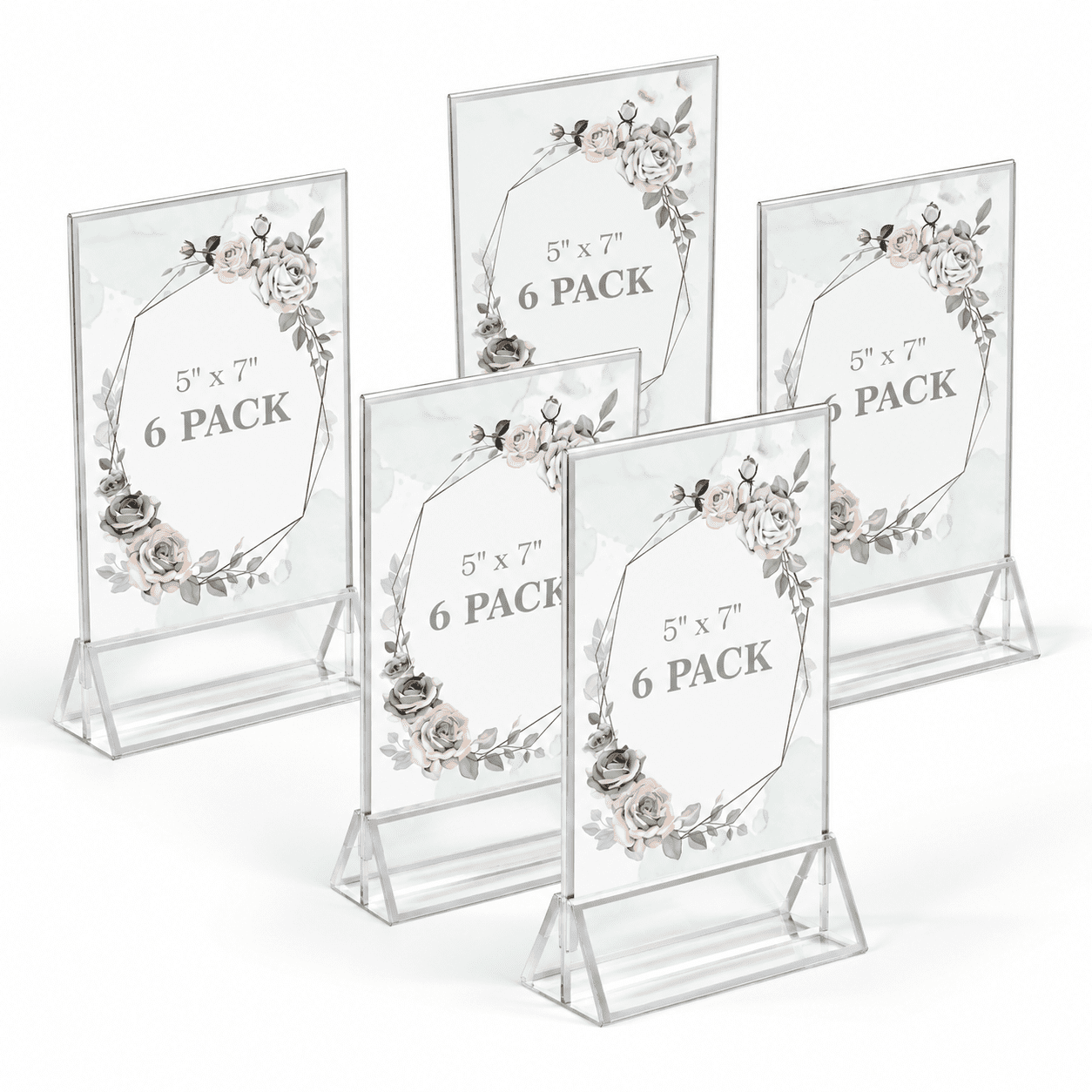 6 Pack Sign Holder 5 X 7 Double Sided Picture Frame Stand Up Table Top ...