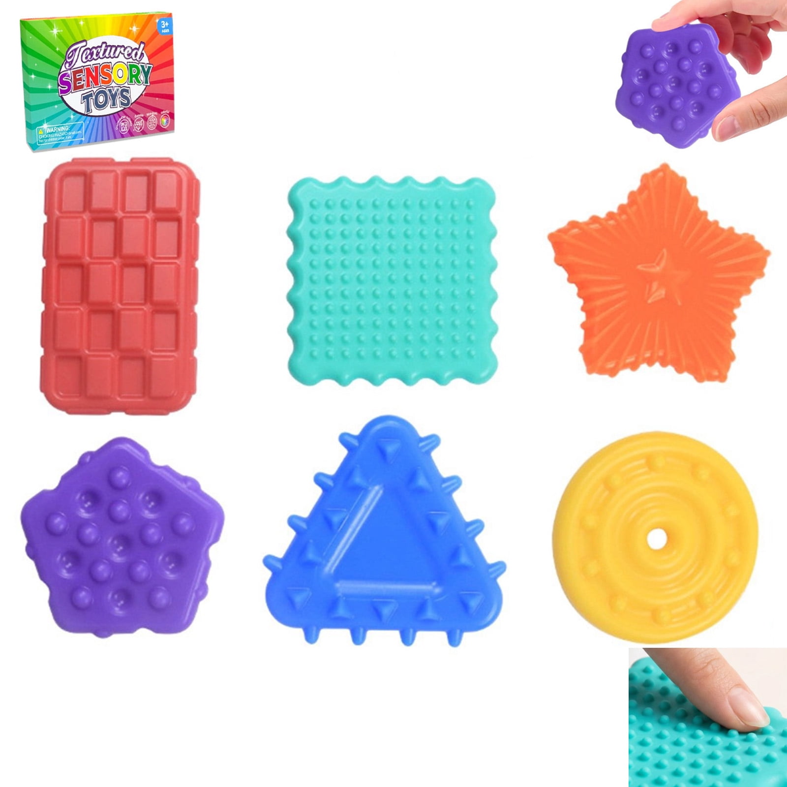 6 Pack Silent Fidget Toys for Classroom Prizes Textured Sensory Worry ...