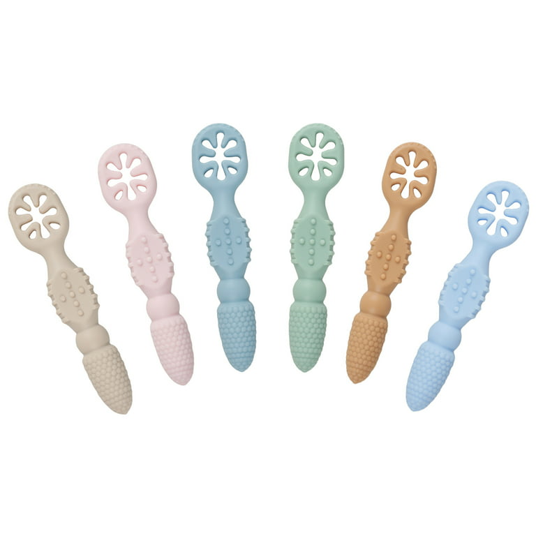 AEVXKHI 6 Pack Silicone Baby Spoons First Stage Infant Spoons Set Soft Food Grade Silicone Self Feeding Spoons Stage 1 and Stage 2 Utensils BPA Phthalate Free