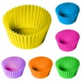 thumbnail image 1 of 6 Pack Silicone Baking Cups Reusable Muffin Liners Non-Stick Cup Cake Molds Set Cupcake Silicone Liner Standard Size Silicone Cupcake Holder Reusable Cupcake Liners Christmas Gift (Multicolor), 1 of 9