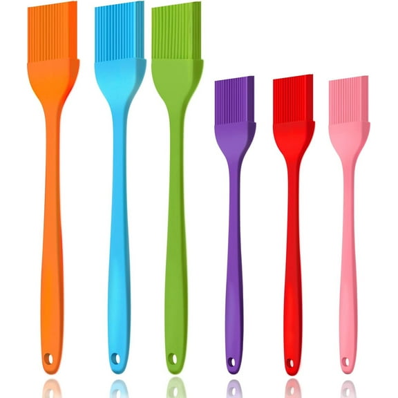 6 Pack Silicone Basting Brushes , Non-Shedding Cooking Brushes for BBQ Grilling Baking , Perfect for Basting Meat, Glazing Pastries, Applying Oil, Marinades, Butter