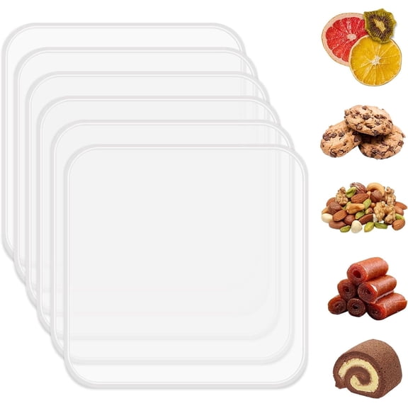 6 Pack Silicone Dehydrator Trays for Liquids, Fruit Leather Trays for Dehydrator, Non-stick Silicone Dryer Mats with Edge,Reusable Dryer Sheet for Jerky, Fruit, Meat, Herbs (11 * 11)