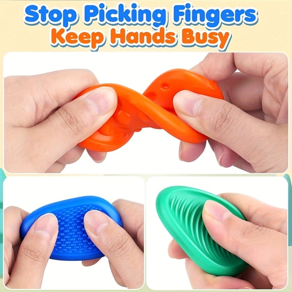6PCS Squishy Stress Relief Hand Exercisers, Silicone Grip Strength Training Stones for Rehabilitation & Finger Workout