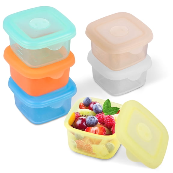 6-Pack Silicone Snack Containers, Mini 8 oz Food Containers  Reusable & Dishwasher Safe, Salad Dressing Sauce Cups for Travel, Office & Picnic
