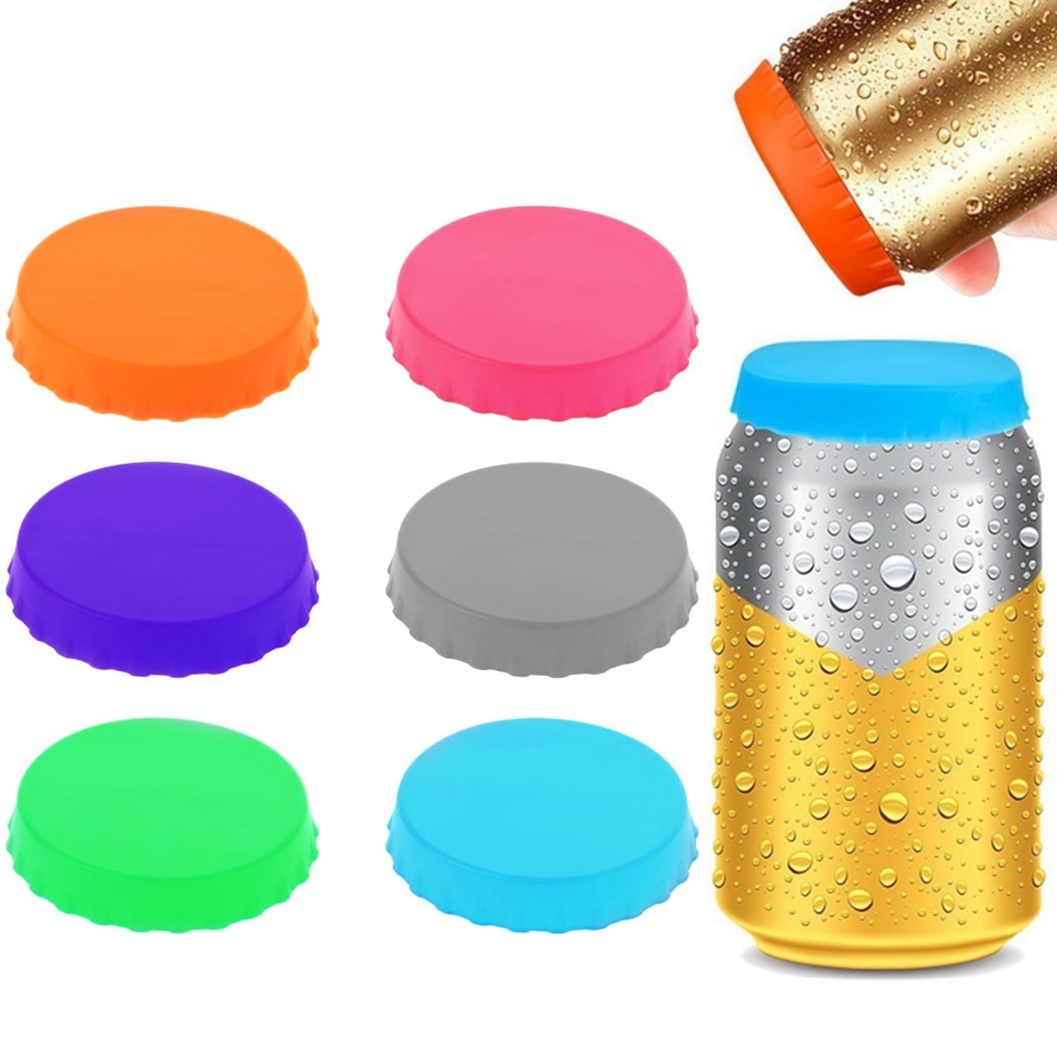 Aazon.co: 6 Pack Silicone Soda Can Cover Lids, Reusable Soda Can Lids