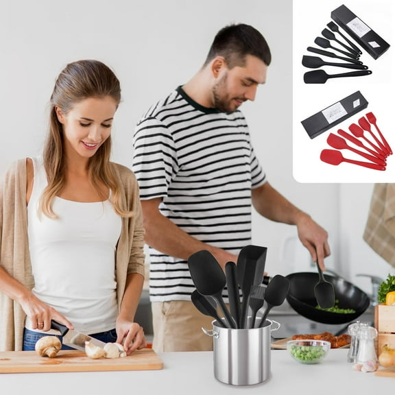 6 Pack Silicone Spatula Set with Heat Resistant Scraper & Pastry Brush | Nonstick Kitchen Utensils for Baking Cooking Mixing | Food Grade | 27.5cm Size