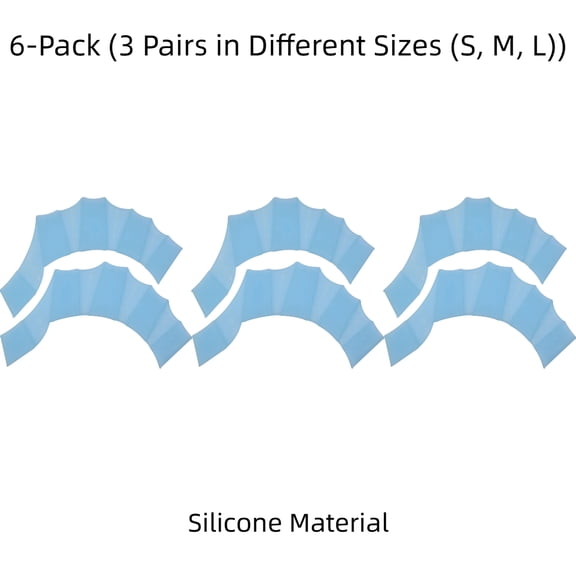 6 Pack Silicone Swim Hand Paddles, Webbed Swimming Gloves Training Aid, Flexible Finger Webbing for Water Exercise, 3 Pairs in Sizes S M L