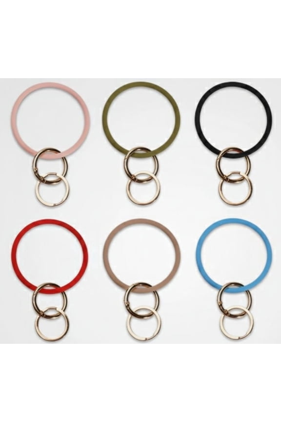 6-Pack Silicone Wrist Keychain Circle Bracelets - Rubber Bangle Round Keyring Holders for Daily & Travel Use