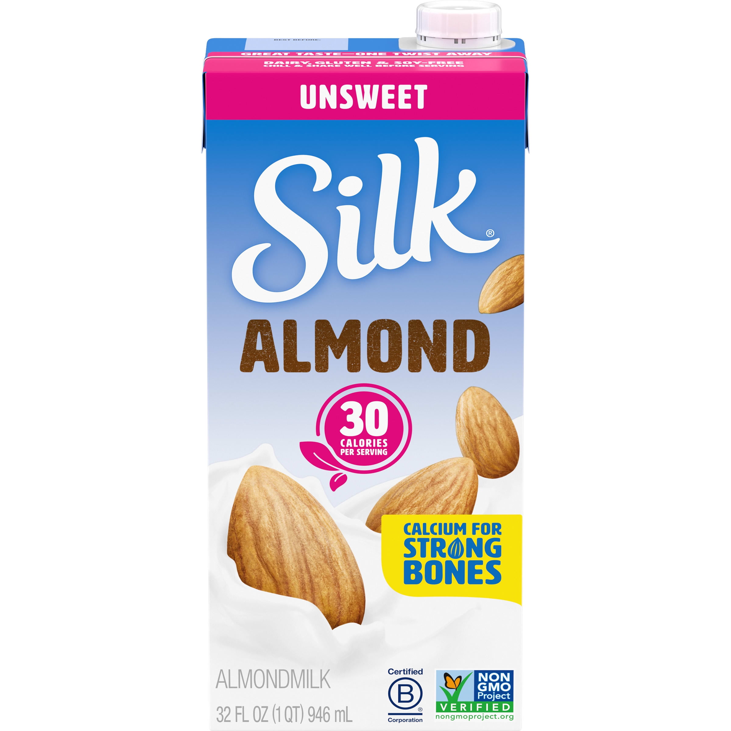 (6 Pack)Silk Pure Almond Milk - Unsweetened, 32 fl oz. - Walmart.com