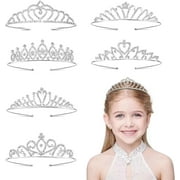 6 Pack Silver Dazzling Rhinestone Crown Headbands for Kids Girls Teens Women Brides, Wedding Birthday Party Prom Princess Crystal Tiaras