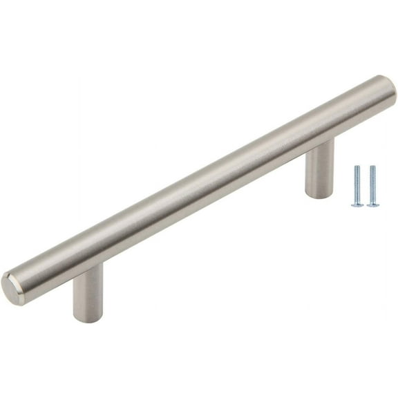 6 Pack - Silverline Cabinet Drawer Door Handles 3.75"(96mm) Hole Center, Brushed Satin Nickel, Solid Pulls for Kitchen Bathroom