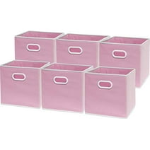6 Pack - SimpleHouseware Cube Baskets for storage with Handles, Pink,material-cardboard,