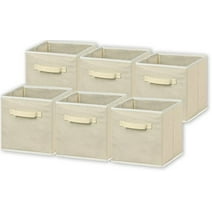 6 Pack - SimpleHouseware Foldable Cloth Storage Cube Basket Bins Organizer, Beige