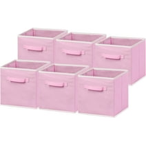 6 Pack - SimpleHouseware Foldable Cloth Storage Cube Basket Bins Organizer, Pink (11"H x 10.75"W x 10.75"D)