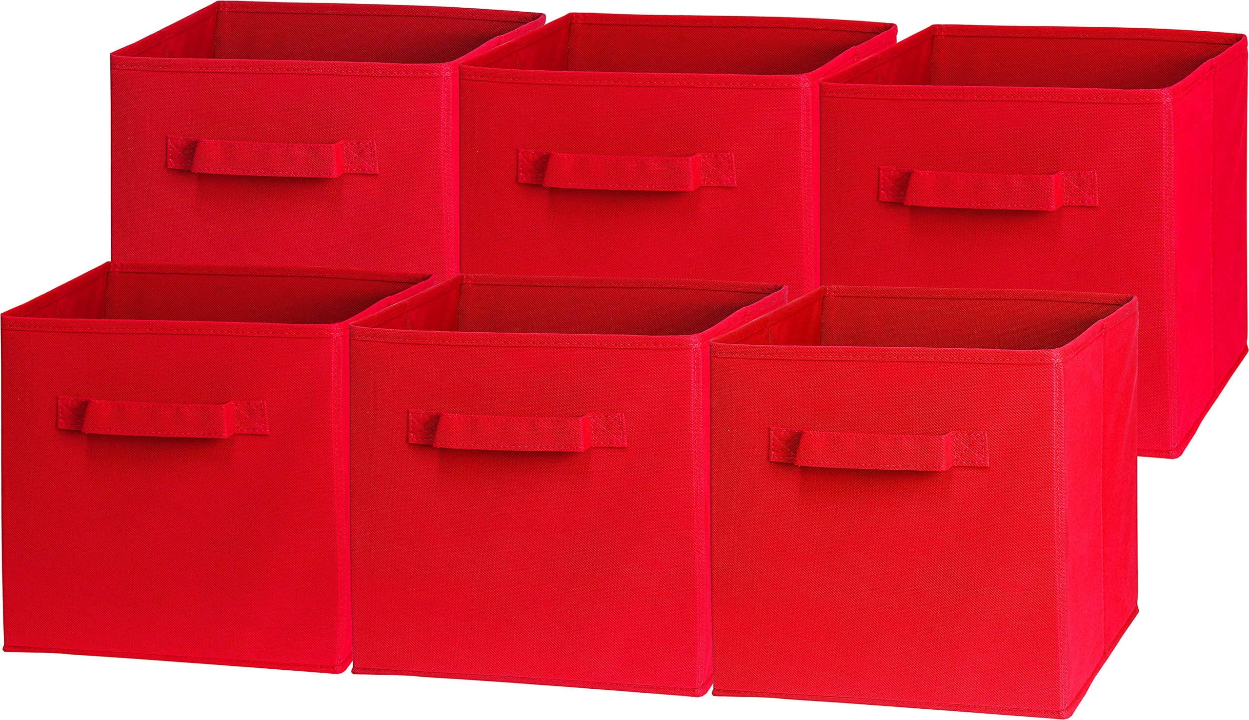 Simple Houseware Foldable Storage Bins Cubes Organizer, 6 Pack, Red