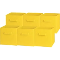 6 Pack - SimpleHouseware Foldable Cube Storage Bin, Yellow