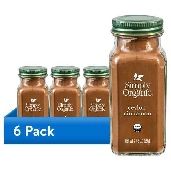 (6 pack) Simply Organic Ceylon Cinnamon Ground Certified Organic 2.08 oz. Bottle