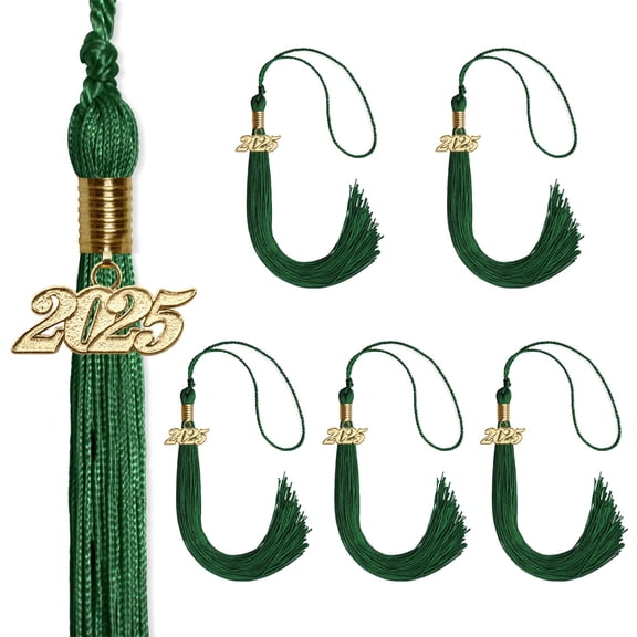 6 Pack Single Color Tassels with Gold Date Drop