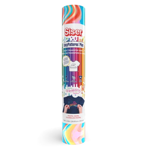 Siser EasyPatterns Plus Heat Transfer Vinyl, Pastel Swirl, 6 Pack
