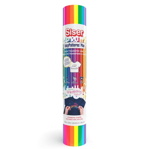 Siser EasyPatterns Plus Heat Transfer Vinyl, Rainbow Stripe, 6 Pack